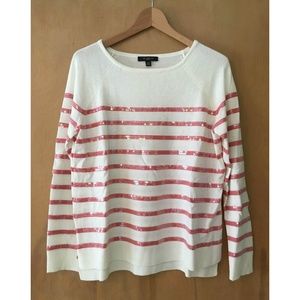 Ann Taylor Striped Shirt Sequins Sweater Mariniere